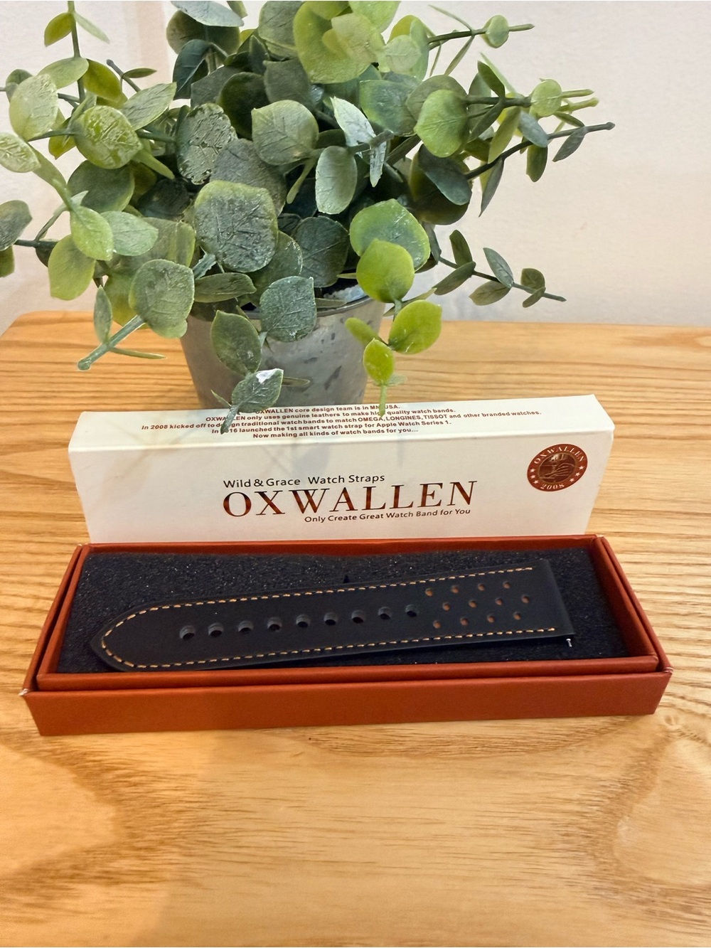 🌿10/$25 • Black Perforated Watch Strap with Contrast Stitching